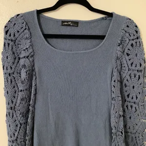 On Twelfth Blue Crochet Ribbed‎ Casual Going Out Autumn Fall Long Sleeve Top M thumbnail 2