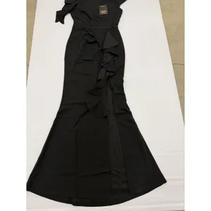 WOOSEA Womens Black High Split Ruffle Bodycon Evening Gown Dress Size S NWT thumbnail 3