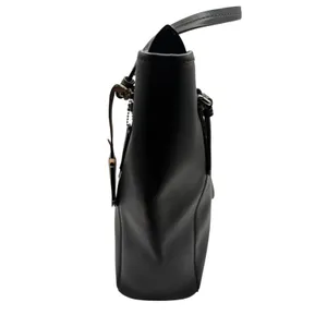 Coach Purse Black‎ Peyton Saffiano Leather Zip Top Tote Shoulder Bag Logo Charm thumbnail 2