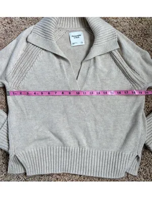 Abercrombie Cream Collared Knit Sweater thumbnail 5
