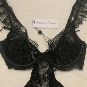 For Love & Lemons Delicate Lace Teddy Noir thumbnail 6