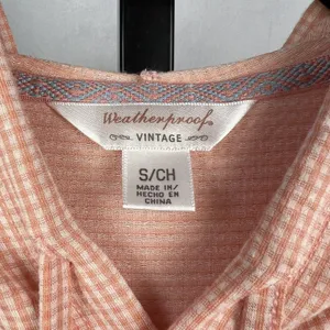 Weatherproof Vintage Hoodie Womens Small Pink Gingham Drawstring Long Sleeve Top thumbnail 6