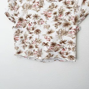 [Abercrombie & Fitch] Tropical Toile Print Sweetheart Neck Crop Top Size Large L thumbnail 10