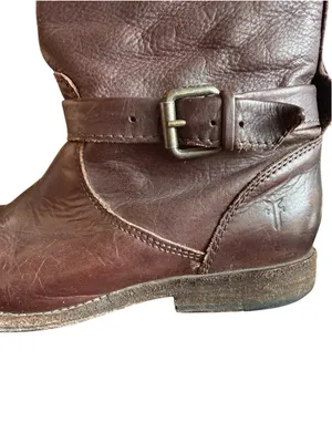 Frye 4001 Brown Leather Tall Riding Boots Women’s 7 B Side Zip Buckle thumbnail 8