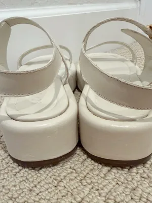 SCHUTZ Wavy‎ Flatform Ankle Strap Buckle Platform Sandals in Cream size 8 thumbnail 6