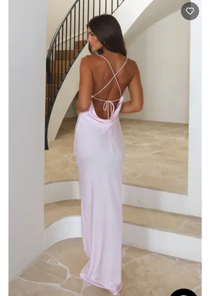White Fox Over My Head Maxi Dress Baby Pink thumbnail 2