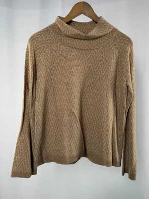 Madewell Merino‎ Wool Alpaca Blend Turtleneck Pullover in Light Brown White XS thumbnail 1