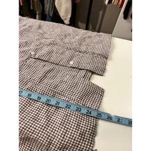 Quince 100% European Linen Gingham Brown Short Sleeve Blouse Top Size XL thumbnail 9