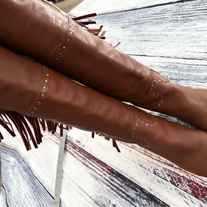 Vintage Nicole Genuine Leather Fringe Tall Heeled Boots​ thumbnail 7