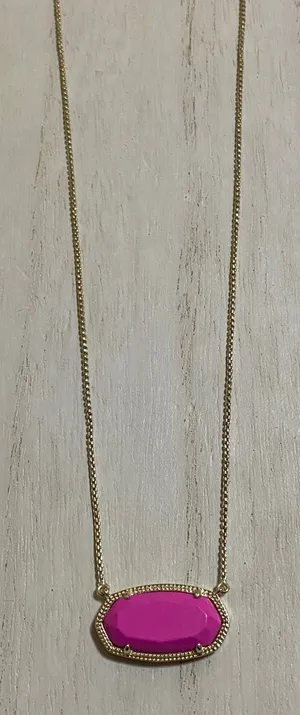 Kendra Scott Elisa Magenta Magnesite/gold color border pendant necklace thumbnail 1
