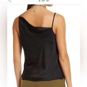 NWT Open Edit Black Asymmetrical Cowl Neck Satin Camisole Top Size Large thumbnail 10