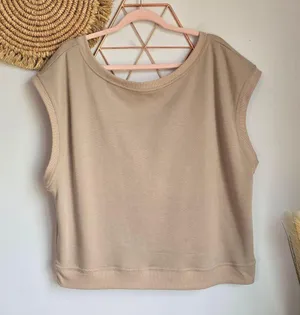 Anthropologie, New, Maeve Tan Bow Back Balletcore Muscle Tee Shirt, Size XL thumbnail 9