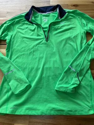 Nike Running Dri-FIT Neon Green Quarter Zip Pullover Women’s Large thumbnail 3