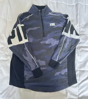 VS Victorias Secret Pink Half Zip Pullover Sweater Jacket Navy Camo Womens XS‎ thumbnail 1