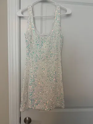 Mable White Sequin Mini Dress thumbnail 4