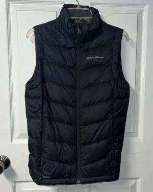 Eddie Bauer Down Vest quilted puffer zip up EB650 Black new small thumbnail 1