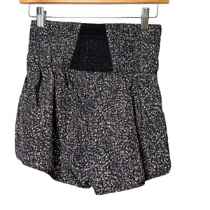 Free People FP Movement The Way Home Leopard Print Smocked Shorts Black Small thumbnail 3