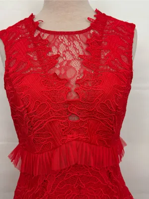 Bardot Red Sleeveless Lace Tiered Mini cocktail Dress 6/S thumbnail 3