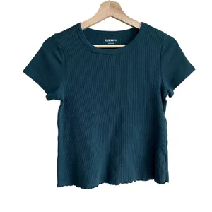 Old Navy forest green cropped short sleeved ribbed t-shirt‎ women's size medium thumbnail 1