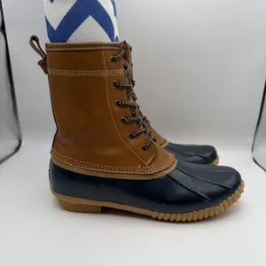 Land's End Women's Sz 8 Leather and Blue Rubber Duck Boots 502426‎ thumbnail 6