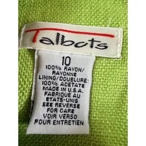 Vintage Talbots Chartreuse Lime Mod Drop Waist Dress Navy Trim Size 10 USA thumbnail 5