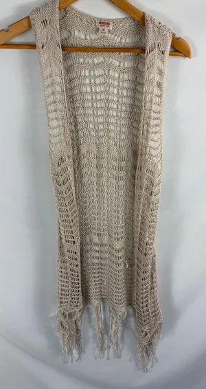 Mossimo Crochet Knit Boho Festival Longline Cardigan Vest Size XS thumbnail 1