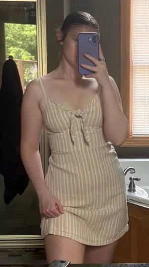 Hollister Beige Striped Mini Dress With Tie Front thumbnail 1