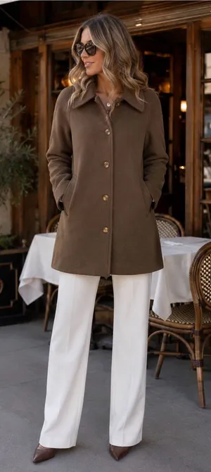 Regency Cashmere Vintage Cashmere Wool Blend-Brown Single-Breasted thumbnail 1