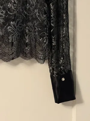 Cache vintage sheer lace cardigan size medium whimsigoth dark floral *flaw thumbnail 10