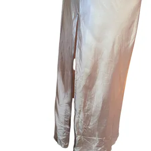 Slip Dress Long High Slit Drapery Neck Beige Ankle SZ SM Y2K Romantic Boho Chic thumbnail 6