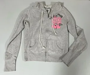 Victoria’s Secret PINK Gray Y2K Diamond Zipper Sweater Sweatshirt Hoodie XS 🎀✨ thumbnail 1