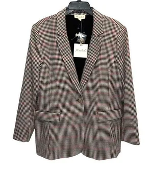 Marled Womens Notched Lapel One Button Lined Blazer‎ Jacket Multicolor XL NWT Brown thumbnail 1