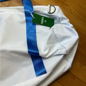 NWT Halara Weekender White & Blue Zipper Gym Duffle Bag with Shoulder Straps thumbnail 5