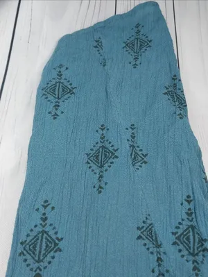 Free People Harem Teal Printed Elastic Waist Boho Hippie Festival Pants thumbnail 6