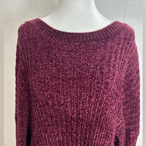 Time and Tru women Burgundy Crew Neck Sweater Size XXXL . thumbnail 3