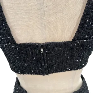 Ieena for Mac Duggal Jumpsuit 26691 Sequin Cut Out Wide Leg‎ Black Size 4 thumbnail 10