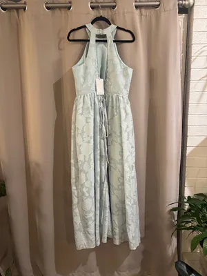 NWT Fashion Halter Lace Maxi Dress in Light Mint thumbnail 2