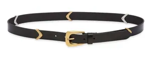 ALLSAINTS Arrow Ornament Leather Belt in Black Size Medium NEW thumbnail 1