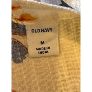 Old Navy Popover Tunic Women Medium White Floral Lightweight Blouse Boho Preppy thumbnail 7