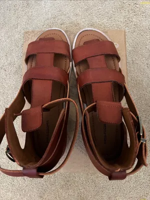 Free People Brown Leather Strappy Ankle Wrap Sandals thumbnail 5