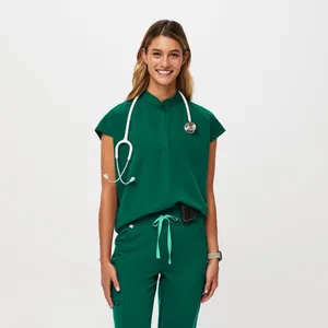 FIGS Women's Rafaela Oversized Scrub Top green size large thumbnail 2