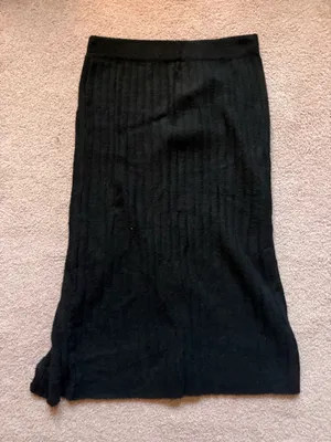Aerie Black Midi Skirt Ribbed thumbnail 5