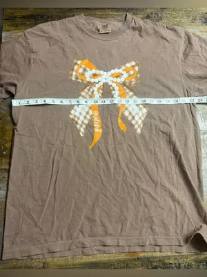 Comfort Colors Espresso Short-Sleeve Tee with Orange/Gingham Bow Graphic thumbnail 5