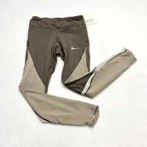 Nike‎ Dri-FIT Colorblock Leggings Womens Size XS Brown Tan Yoga Activewear Nylon thumbnail 6