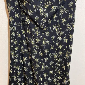 o.p.t. Toile De Jouy Midi Dress Ruffle Tie Straps Black Floral Size Large thumbnail 6