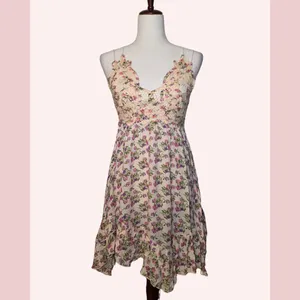 Free People One Adella Pink Floral Asymmetrical Strappy Sleeveless Dress thumbnail 1