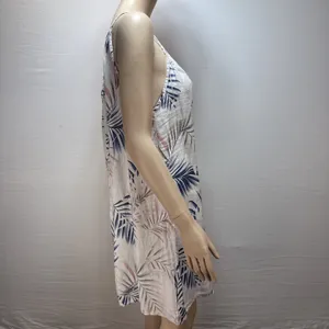 Lungo L'arno Tropical Floral Linen Mini Dress‎ Sundress Size M Spaghetti Strap thumbnail 6