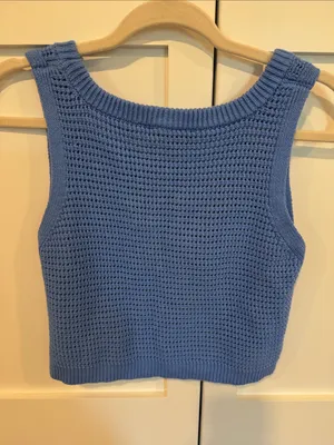 Lulus Periwinkle knit crop tank thumbnail 2