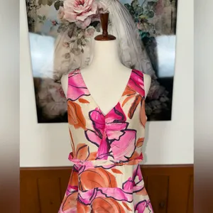 Gorgeous Anthropologie Moulinette Soeurs Fen Orchid Tiered Silk Dress thumbnail 5