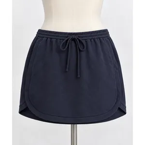 J. Crew Navy Blue Tulip Hem Mini Skirt with Pockets Size 12 Drawstring Waist thumbnail 2